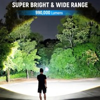 Taoquwe Rechargeable Led Flashlights High Lumensattery Included 990 000 Lumens Super Bright Flashlight Powerful Waterproof