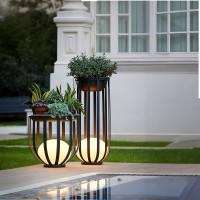 Highlights1provides an instant update to any garden patio or outdoor area2IP65 waterproof3solarpowered LED4function as a small table for snacks and drinksDetailsThis set of Outdoor LED Plant Stands provides an instant update to any garden patio or outdoor