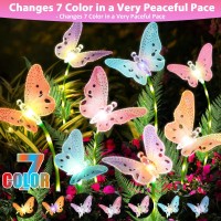 Weepong Solar Lights Outdoor Decorations Waterproof Newest Solar Garden Lights With Glowing Stems 7Color Changing Butterfly So