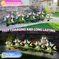 Weepong Solar Lights Outdoor Decorations Waterproof Newest Solar Garden Lights With Glowing Stems 7Color Changing Butterfly So