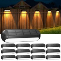 Wdtpro Solar Fence Lights 12 Pack Waterproof Solar Outdoor Lights Led Warm White Color Changing Deck Light Solar Powered For