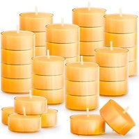 36Pcs Pure Beeswax Tealight Candles Natural Scent Clear Cup Raw