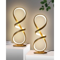 Jioodich 2 Pack Table Lamps Led Touch Dimmable Spiral Desk Lamp 3 Color Temperature Modern Nightstand Lamp Unique Bedside La