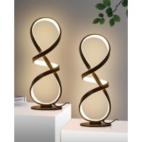 Jioodich Set Of 2 Table Lamps Led Touch Dimmable Spiral Desk Lamp 3 Color Temperature Modern Nightstand Lamp Unique Bedside