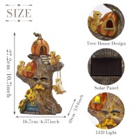 Teresas Collections Outdoor Fall Decor With Solar Lights For Outside Halloween Tree Fairy House Squirrels Pumpkin Resin Garden