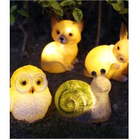 Dog Statues Outdoor Decor, Solar Lights Outdoor Statue Garden Decorations Rabbit Owl Snails Statues For Patio, Lawn, Yard Art, Housewarming Garden Gift