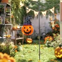 Teresas Collections Halloween Decorations For Home Outdoor 36 Inch Glass Solar Lantern Stake With Orange Fun And Spooky Pumpki