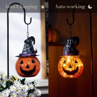 Teresas Collections Halloween Decorations For Home Outdoor 36 Inch Glass Solar Lantern Stake With Orange Fun And Spooky Pumpki