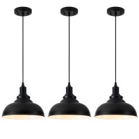 Alaislyc 3Pack Black Farmhouse Pendant Light Adjustable Pendant Lighting For Kitchen Island Industrial Hanging Barn Pendant Lig