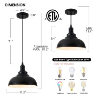 Alaislyc 3Pack Black Farmhouse Pendant Light Adjustable Pendant Lighting For Kitchen Island Industrial Hanging Barn Pendant Lig