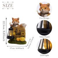 Teresas Collections Outdoor Fall Decor With Solar Lights For Outside Fox Holding Lantern Fall Decorations For Home Autumn Harv