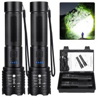 Gisaev Rechargeable Flashlights High Lumens Led 900 000 Lumens Super Bright Tactical Flashlight With 3 Modes Waterproof Han