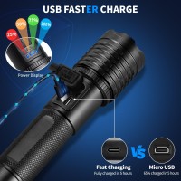 Gisaev Rechargeable Flashlights High Lumens Led 900 000 Lumens Super Bright Tactical Flashlight With 3 Modes Waterproof Han