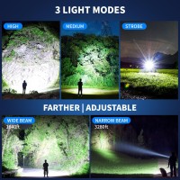 Gisaev Rechargeable Flashlights High Lumens Led 900 000 Lumens Super Bright Tactical Flashlight With 3 Modes Waterproof Han