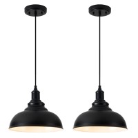 Alaislyc 2 Pack Farmhouse Pendant Light Black Pendant Lights Kitchen Island Industrial Adjustable Hanging Barn Lamp Pendant Ligh