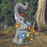 Halpssfm Elephant Garden Statue Solar Lamp With 8 Led Lights Decor Outdoor Resin Waterproof Sculpture Patio Lawn Yard Porch Deco