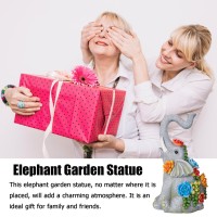 Halpssfm Elephant Garden Statue Solar Lamp With 8 Led Lights Decor Outdoor Resin Waterproof Sculpture Patio Lawn Yard Porch Deco