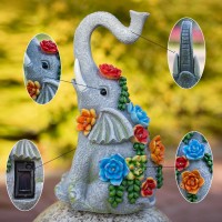 Halpssfm Elephant Garden Statue Solar Lamp With 8 Led Lights Decor Outdoor Resin Waterproof Sculpture Patio Lawn Yard Porch Deco