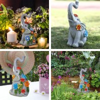 Halpssfm Elephant Garden Statue Solar Lamp With 8 Led Lights Decor Outdoor Resin Waterproof Sculpture Patio Lawn Yard Porch Deco