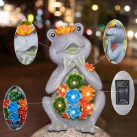 Frog Solar Figurine Light Statue Outdoor Gardening Gifts Decoration Garden Frogs Yard Decor Lamp With 8 Led Lights And Succulent