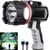 Rechargeable Spotlight 3Led 1500 000 Lumens 24H Handheld Hunting Spotlight Flashlight Led Spot Light With Cob Light And Solar P