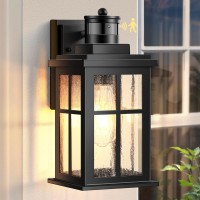 Vianis Motion Sensor Outdoor Light Fixtures Wall Mount Black Porch Lights Outdoor Lantern Antirust Waterproof Exterior Lights