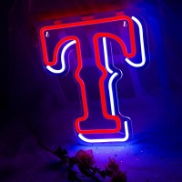 Baseball Neon Sign Rangers Team Logo Light Baseball Neon Light Up Signs Sport Neon Lights Baseball Decor For Club Bedroom Man Ca