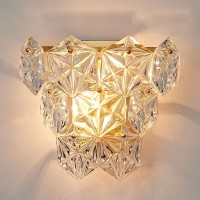 Fengbaoyu Vintage E14 Wall Light Modern Crystal Wall Lamp Nostalgic Clear Crystal Glass Wall Sconce Iron Aisle Corridor Wall Mounted Lamp For Bedroom Living Room Study Dining Room Balcony