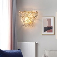 Fengbaoyu Vintage E14 Wall Light Modern Crystal Wall Lamp Nostalgic Clear Crystal Glass Wall Sconce Iron Aisle Corridor Wall Mounted Lamp For Bedroom Living Room Study Dining Room Balcony