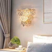 Fengbaoyu Vintage E14 Wall Light Modern Crystal Wall Lamp Nostalgic Clear Crystal Glass Wall Sconce Iron Aisle Corridor Wall Mounted Lamp For Bedroom Living Room Study Dining Room Balcony