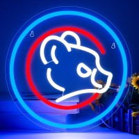 Baseball Neon Sign Cubs Team Logo Light Baseball Led Neon Wall Light Sports Neon Lights Baseball Decor For Club Bedroom Man Cave