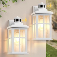 Vianis White Motion Sensor Outdoor Wall Lights 2 Packs Front Porch Lights Outdoor Wall Sconce Lantern Antirust Waterproof Ext