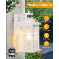 Vianis White Motion Sensor Outdoor Wall Lights 2 Packs Front Porch Lights Outdoor Wall Sconce Lantern Antirust Waterproof Ext