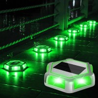 Crepow Green Solar Dock Lights Driveway Deck Lights 12 Packs Waterproof Outdoor Led Aluminum Dock Lighting Warning Step Lights