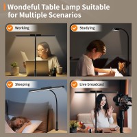 Seoufrdz Desk Lamp 3 Colors Stepless Dimming Led Desk Lamps For Home Office Adjustable Memory Desk Light With Clamp Touch Contr