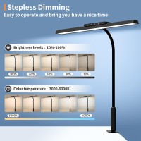 Seoufrdz Desk Lamp 3 Colors Stepless Dimming Led Desk Lamps For Home Office Adjustable Memory Desk Light With Clamp Touch Contr