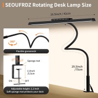 Seoufrdz Desk Lamp 3 Colors Stepless Dimming Led Desk Lamps For Home Office Adjustable Memory Desk Light With Clamp Touch Contr