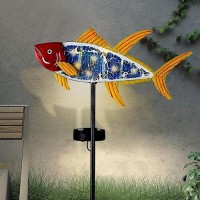 Yiosaxsolar Outdoor Lights Decorativeyard Outdoor Decorative Garden Stakes Fish Decorative Waterproof 7 Led Light Decor Ocea