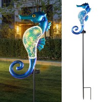 Yiosaxsolar Outdoor Lights Decorativeyard Outdoor Decorative Garden Stakes Seahorse Decorative Waterproof 7 Led Light Decor