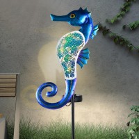 Yiosaxsolar Outdoor Lights Decorativeyard Outdoor Decorative Garden Stakes Seahorse Decorative Waterproof 7 Led Light Decor