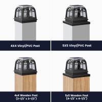 Siedinlar Solar Post Lights Outdoor Fence Deck Post Cap Light 2 Brightness Edison Led Bulbs For 4X4 5X5 Vinyl Wooden Posts Patio