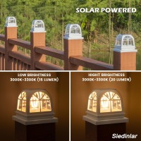 Siedinlar Solar Post Lights Outdoor Fence Deck Post Cap Light 2 Brightness Edison Led Bulbs For 4X4 5X5 Vinyl Wooden Posts Patio