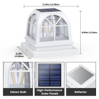 Siedinlar Solar Post Lights Outdoor Fence Deck Post Cap Light 2 Brightness Edison Led Bulbs For 4X4 5X5 Vinyl Wooden Posts Patio