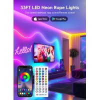 Minetom 33Ft Led Neon Rope Lights Rgb Led Strip Lights Control With Appremote Ip68 Waterproof Flexible Outdoor Led Rope Ligh