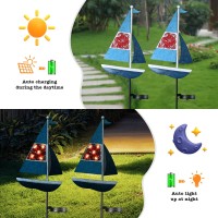 Yiosax Sailboatsolar Garden Lightsyard Outdoor Decorative Metal Garden Accessories Stake Lights Gift Waterproof 5 Led For Fl