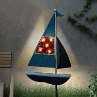 Yiosax Sailboatsolar Garden Lightsyard Outdoor Decorative Metal Garden Accessories Stake Lights Gift Waterproof 5 Led For Fl