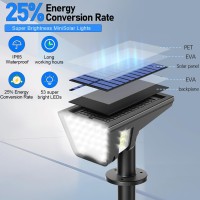 Solar Spot Lights Outdoor Ip65 Waterproof 53 Leds Solar Powered Garden Yard Lights Outdoor 3 Modes Landscape Spotlight Wall Lig