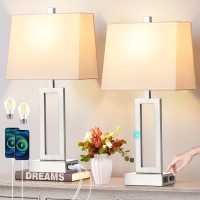 Touch Control Table Lamps For Living Room 3Way Dimmable Modern Table Lamp With Usb Ac Charging Ports Ac Outlets Bedside Co