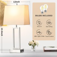 Touch Control Table Lamps For Living Room 3Way Dimmable Modern Table Lamp With Usb Ac Charging Ports Ac Outlets Bedside Co