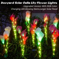 Dooyard Solar Garden Lights Solar Calla Lily Flower Lights Upgraded Version With Glowing Stems Color Changing Solar Lights Ou